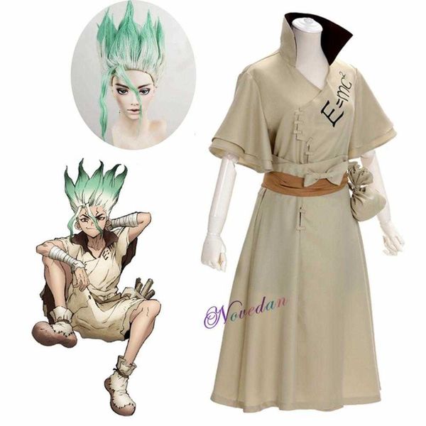 Costumi di anime Dr Stone Doctor anime Stone Senku Ishigami Cosplay Come adulti uomini Senku Outfit Wig Halloween Carnival Party Suit Z0301