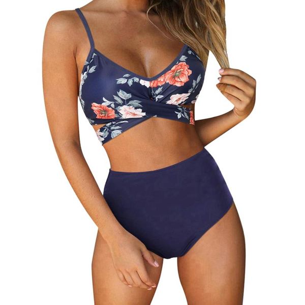 Costumi da bagno da donna Bikini sexy Micro perizoma Set Halter Costume da bagno Donna Costume da bagno Donna Taglie forti 2023 XL Stampa floreale Donna