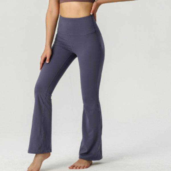 Совместные женщины йога брюки с твердым цветом обнаженная спортивная формирование талии.