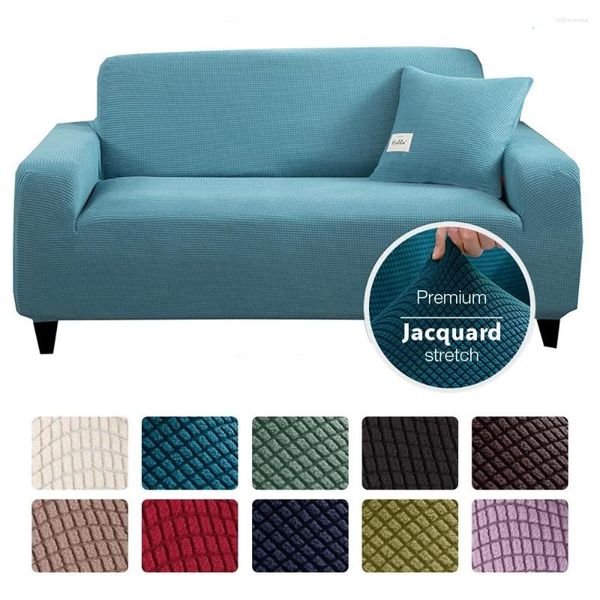 Tampa de cadeira Tampa do sofá de lã de lã de estrias para sala de estar azul sólido elástico elástico Slipcover sofá-Slipcional Schape L-Shape 1/2/3/4 do lugar