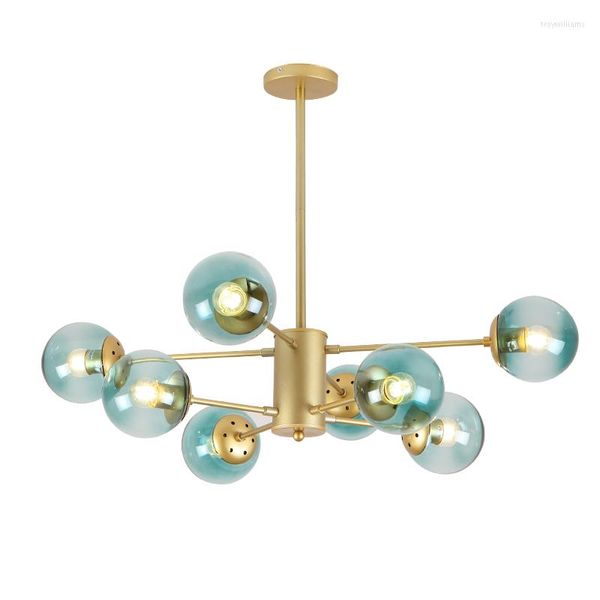 Lâmpadas pendentes lustres de brilho dourado 6-16 braços retro ajustável Edison lâmpada lâmpada e27 Artha de teto de teto luminária