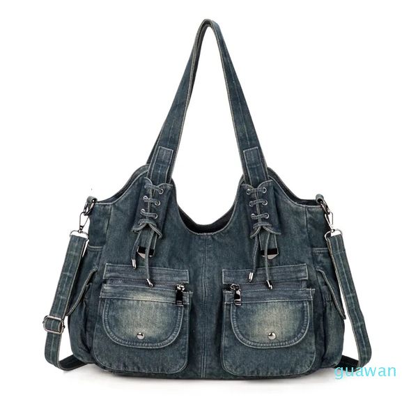 Abendtaschen Mode Frauen Tasche Vintage Casual Denim Handtasche Dame Große Kapazität Jeans Tote Weben Band Kreative Schulter Messenger Tasche