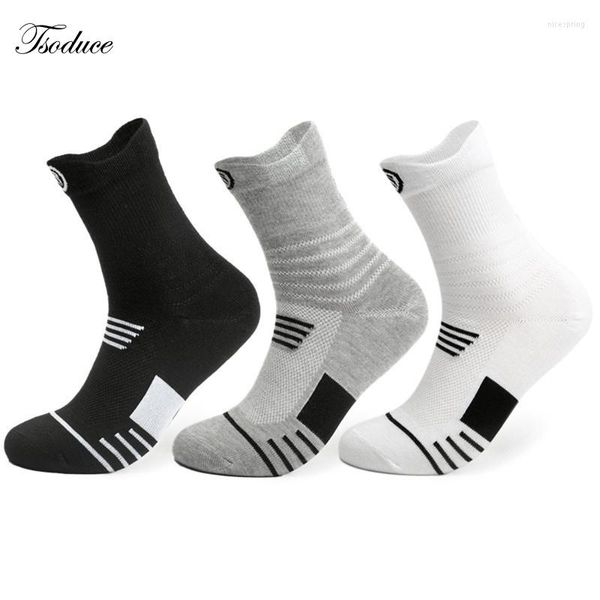 Sports Socks Men Performance Compressão Desempenho de algodão respirável preto cinza branco ao ar livre Fitness Crewle Runkle tornozelo