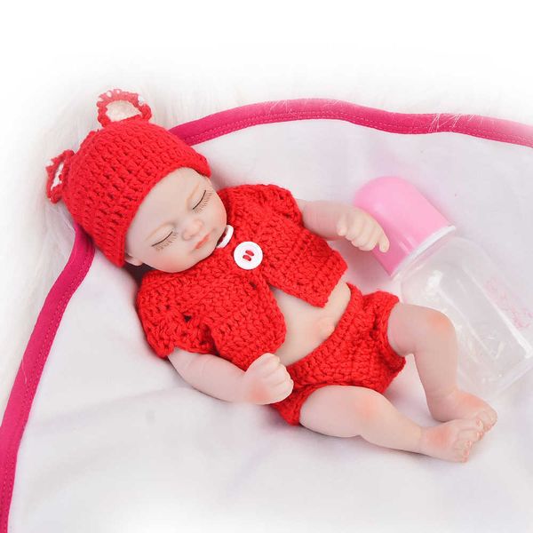 Bonecas de pelúcia boneca renascida de silicone de 11 polegadas Bebe Reborn Mini recém -nascido Baby Doll Toy for Child Presente J230302