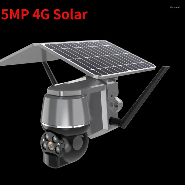 Siyah Beyaz Gri Renk 5MP 4G Güneş Paneli Pil Gücü P2P Ücretsiz Bulut Depolama İnsan Tanıma Hareket Algılama Kamerası