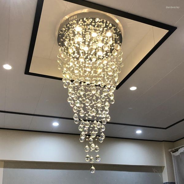 Lampadari Lampadario di cristallo lungo per soggiorno Scala Hall Illuminazione moderna creativa per interni Lampada a LED di grandi dimensioni Decorazioni per la casa di lusso Lustre