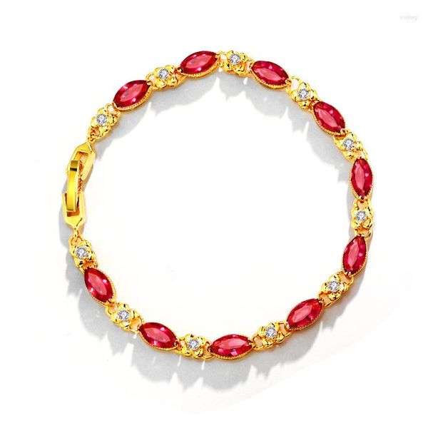 Bracelets de charme ladacado ouro banhado 24k rubi para mulheres casamento de aniversário de aniversário jóias de jóias