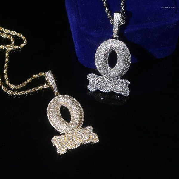 Кокер письмо CZ o Block Hip Hop Pendant Gold Silvered Late Top Caffice Iced Out Bling Rock Punk Men Jewelry Wholesale