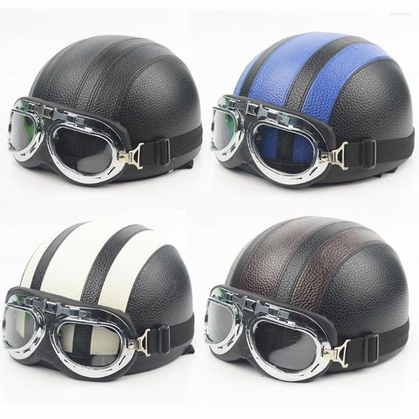 Capacetes de motocicleta Scooter de capacete de verão Open Face com Visor UV óculos de óculos retrô motocross de estilo vintage