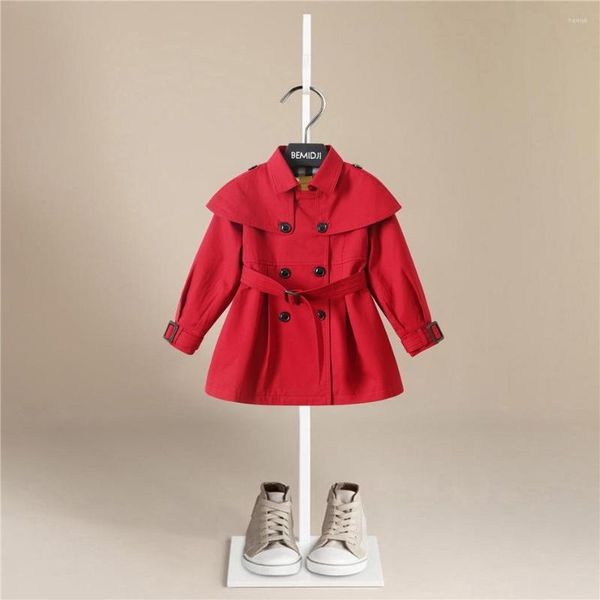 Cappotto Bambino Trench vintage Ragazzo Ragazza Abbigliamento Giacca antivento Giacca a vento doppio petto britannica Colletto rovesciato Cintura con bottoni Bambini