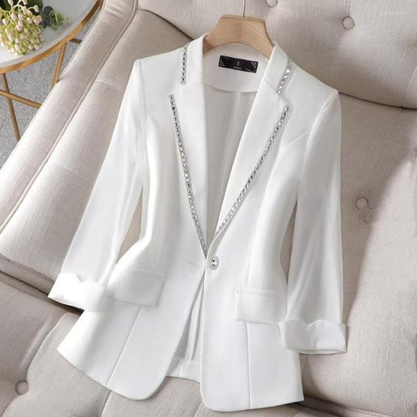 Женские костюмы Blazer Женщины с блестками украшены плюс размер Summer Fashion Jacket 2023 One Piece Ladies Corean Glitter Party Plore Womer