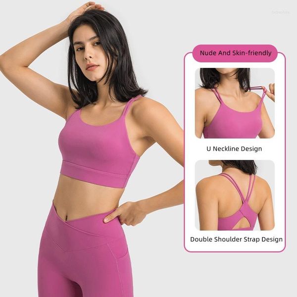 Ioga roupa de ioga top feminino sexy gym gym beleza de volta saúde moldando suporte estável esportes roupas íntimas de roupa de baixo respirável suave para a pele