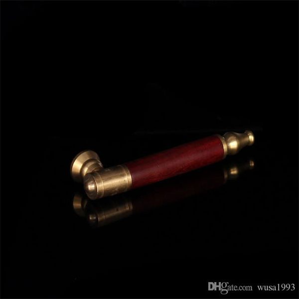 Tubi di fumo Portasigarette con tirante a testa in rame rimovibile, canna da fumo in legno acido rosso diretto, mini tubo filtrante portatile di tipo dritto