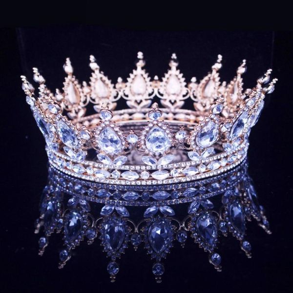 Vintage barocco regina re sposa tiara corona per le donne copricapo da sposa da sposa diademi e corone accessori per capelli sposa313N
