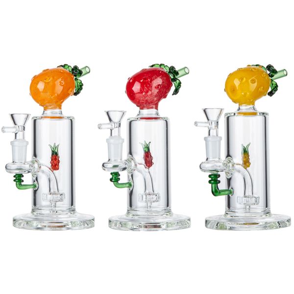 Popolari Bong a forma di ananas Frutta Bong in vetro Narghilè Soffione doccia Percolatore Tubi d'acqua alti 7 pollici Con 14mm Femmina Jiont 5mm Spessore Oil Dab Rigs DHL20092