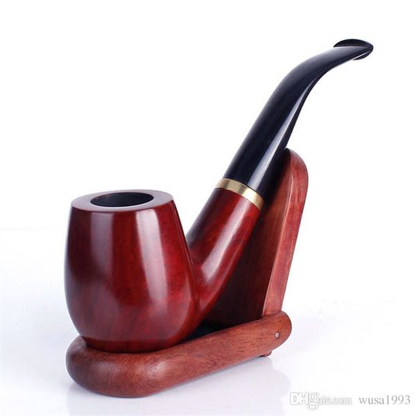 Pipe da fumo Portasigarette in mogano di qualità liscia, filtro per sigarette portatile curvo vecchio stile da uomo