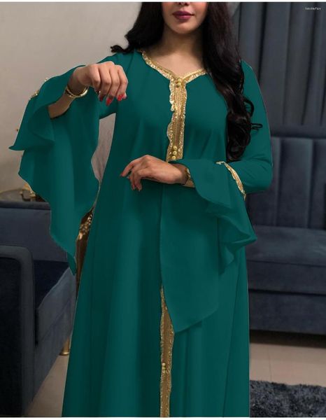 Ethnische Kleidung Großhandel Dubai Türkisch Indonesisch Bescheidene Abaya Muslimische Kleider für Frauen Langarm Islamisch