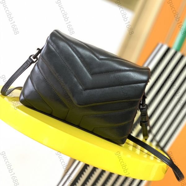 10A Mirror Quality Designer Mini Loulou Toy Bag 20cm Chevron Borsa trapuntata Borsa da donna in vera pelle di vitello Borsa a tracolla di lusso Borsa a tracolla nera Borse a catena