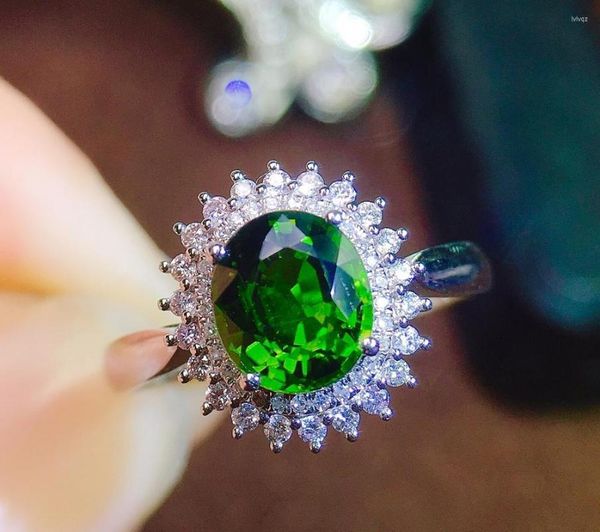 Küme halkaları yeşil turmalin yüzüğü1.58ct saf 18 k altın mücevher doğal değerli taşlar elmaslar kadınlar için dişi yüzük