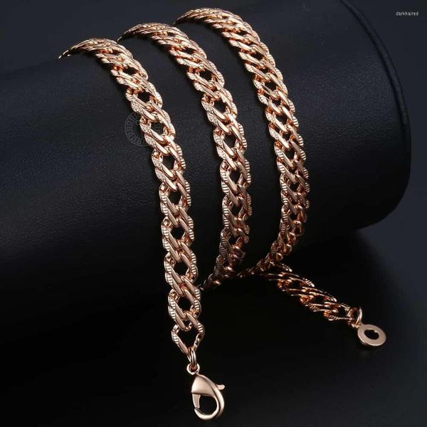 Colares de correntes para homens homens Curb venitiano Link 585 Rose Gold Color Womens Chain Chain Davieslee Fashion Jewelry Gift DGN453M