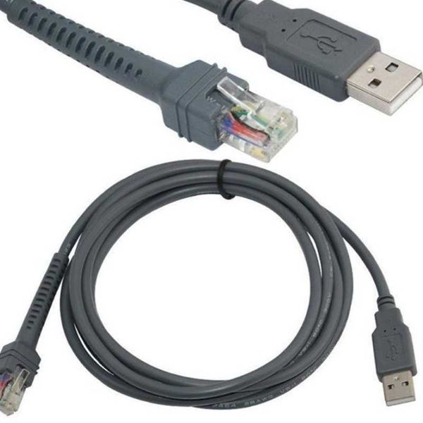 2M USB a RJ48 RJ50 Cabo de dados do scanner para LS1203 LS2208 LS4208 LS3008 CBAU01-S07ZAR SYMBOL