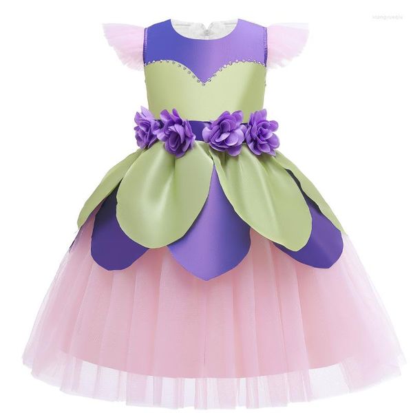 Девушка платья цветочные сказочные платье деть Тул цветочная принцесса для девочек 3-10y свадебная одежда для вечеринки по случаю дня рождения детская костюм костюм