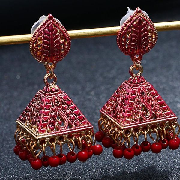 Baumelnde Ohrringe, mexikanische Frauen, Gold, Jhumka-Schmuck, ethnischer Pakistan-Hippie-Stamm, Boho-Glocken, Quaste, Hochzeit, Bijoux, Kronleuchter