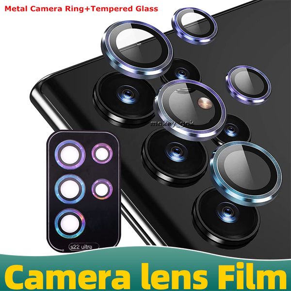 Anti-Scratch 9H закаленное стекло для Samsung Galaxy S23 Ultra Camera Lins Protector Metal Ring Camer