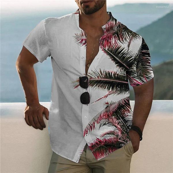 Camisas casuais masculinas 2023 Coco Tree for Men 3D Impresso para mensagens havaianas praia 5xl Moda curta Tops Blouse Tee Blouse