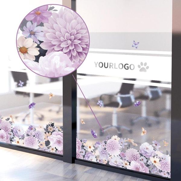 Adesivos de parede adesivos de impressão de flores decalque de rodapé para quarto para o quarto da sala de vidro decoração de vidro Poster