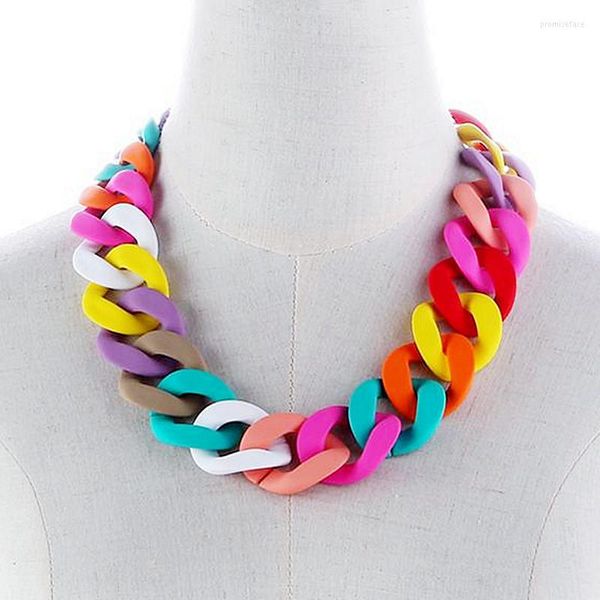 Ketten Acryl Matte Lange Kette Halsketten Für Frauen Vintage Bunte Big Chunky Choker Anhänger Modeschmuck