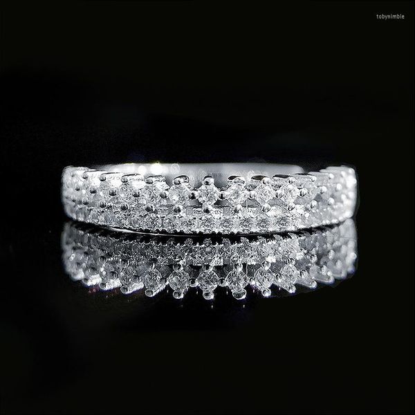 Cluster Rings 2023 925 Silver Ins Cool Wind Stacked Row Diamond Ring