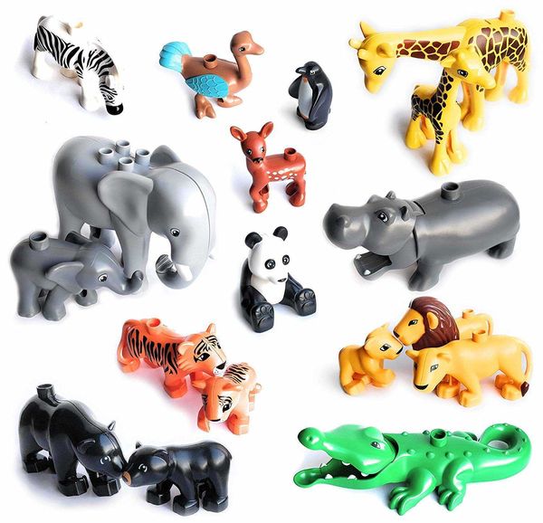 3D Puzzle DIY Blocks Blocks Acessórios Animais Figuras Lion Panda Compatível com Brinquedos de Big Tamanho para Crianças Presentes