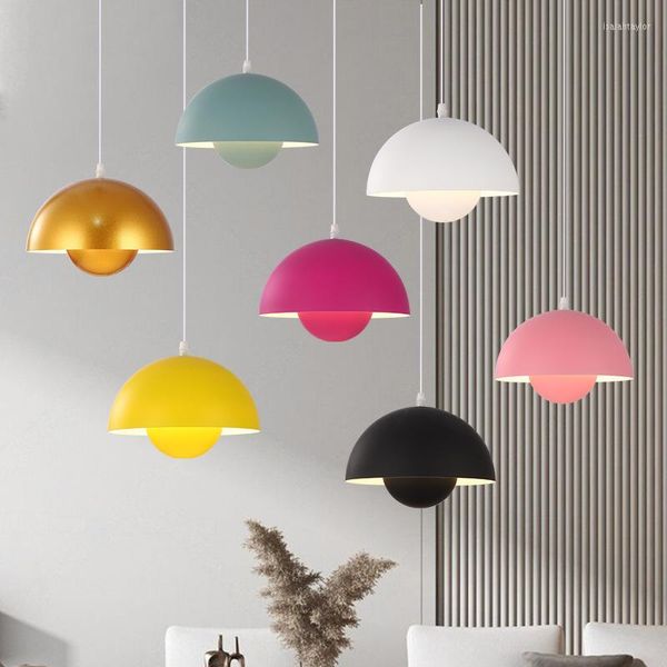 Pendelleuchten Einfache Luxus-Licht-Blumen-Knospen-Modellierung Decke Bunte Raumdekor Aluminium-Lampenkörper-Beleuchtung für das Wohnzimmer