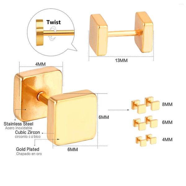 Серьги для гвоздики 1PAIRS/2PC Оптовая модная квадратная квадратная сталь стальная нержавеющая женщина мужская гантели гантели панк -готическая серьга для мужчин