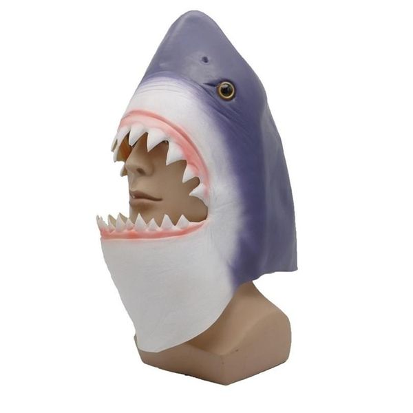 Partymasken Neuheit Shark Head Maske Halloween Maskerade Tier Latex Horror Scary Fish Peripheral Hood Cos Requisiten T200703 Drop Deliv Dhzxu