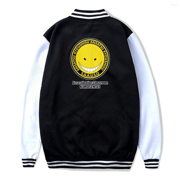 Hoodies masculinos Moda Anime Koro Sensei Assassination Sala de aula Print Baseball Jacket Uniform Sport Casat