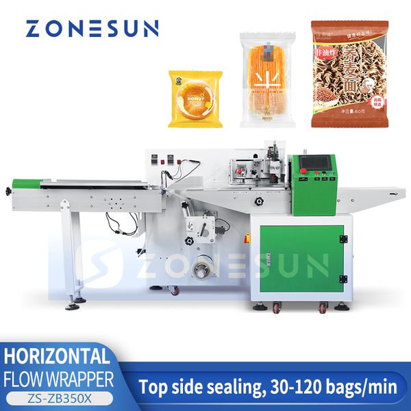 ZONESUN Horizontale Schlauchbeutelmaschine, hintere Linie, versiegelte Beutel, Kosmetikflaschen, Tuben, Gesichtsmasken, Gewebeverpackungsmaschine ZS-ZB350X