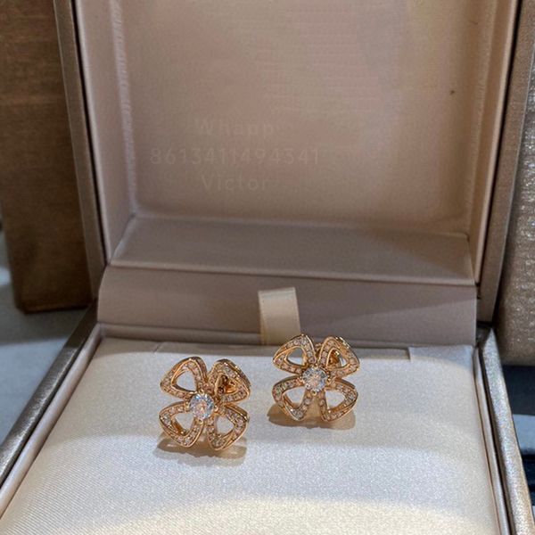 BUIGARI Orecchini pendenti firmati trifoglio per donna argento sterling di altissima qualità placcato oro 18 carati diamante di lusso stile classico regali premium 019