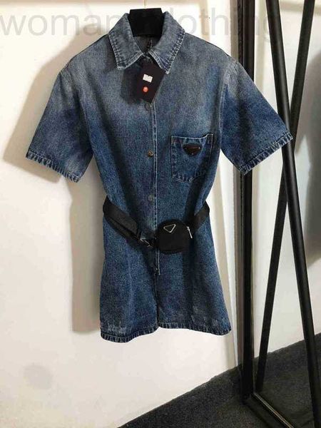 Tasarımcı Yaz Kadın Midi Elbiseler Prd Marka Moda Moda Kadın Giysileri Kıyafet Kısa Kollu Denim PD Grils Sıradan Etek Şık Parti Elbise 3n90