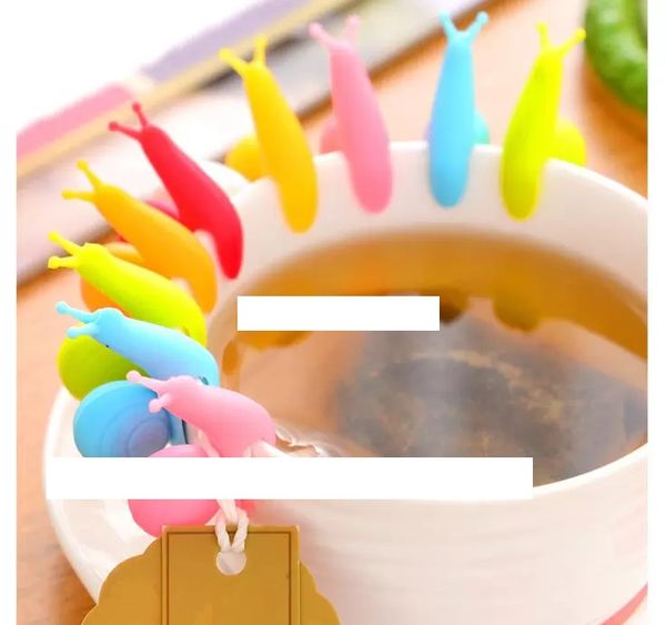 Randome Renk 1000 PCS Sevimli Salyangoz Şekli Silikon Çay Poşeti Tutucu Kupa Kupa Şeker Renkleri Hediye Seti İyi