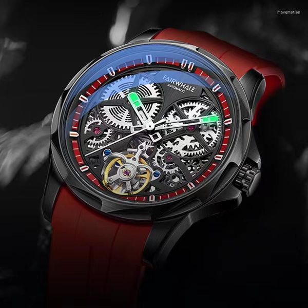 Нарученные часы модный бренд Mark Fairwhale Автоматические механические часы для мужчин оригинальные часы Hollow Out Силиконовые ремешки спортивные часы мужского