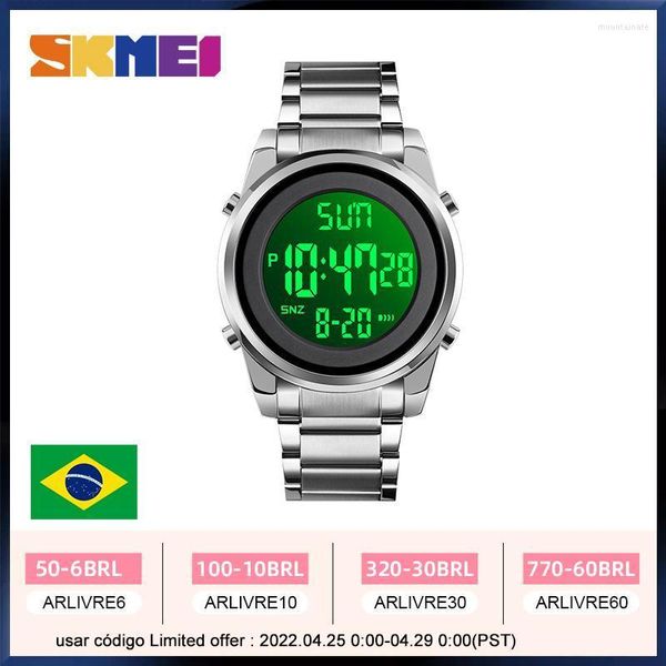 Relógios de pulso digital 2 vezes os relógios masculinos da moda liderou o Men Wristwatch Chrono Count Down Hour do Alarme para recarregar Hombre 1611WristWatches Moun22