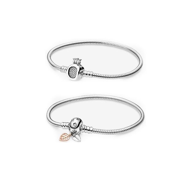 925 Sterling Silber Charm für Pandora neues Armband Krone O Schnalle Kette Kupferbasis Kette Rosévergoldete Laubschnalle DIY Schlangenknochenkette