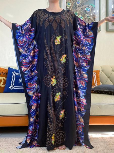 Ethnische Kleidung 2023 Dubai-Stil Fledermausärmel Afrikanische Abaya DashikiBlumenmuster Druck Islam Dame Elegante Sommer Maxi Freizeitkleider
