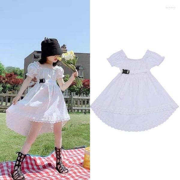 Abiti da ragazza Ragazze Casual Estate Bambini Solid Princess Vestidos Baby Vita alta Coda di rondine Costumi eleganti Abbigliamento per bambini per 3-7 anni