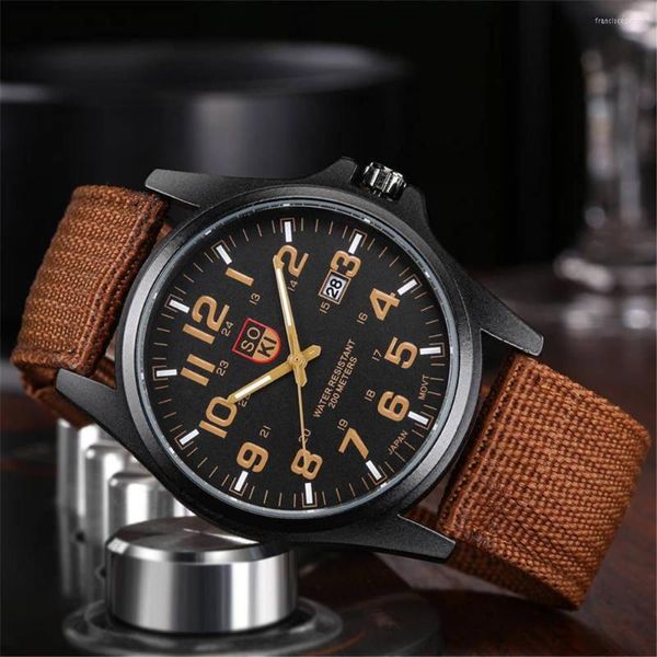 Patrósxos Casal Moda Moda Nylon Strap Analog Quartz Redonda Relógio Relógio Relógio Automático Relógio Água Relógio Masculino Para homens