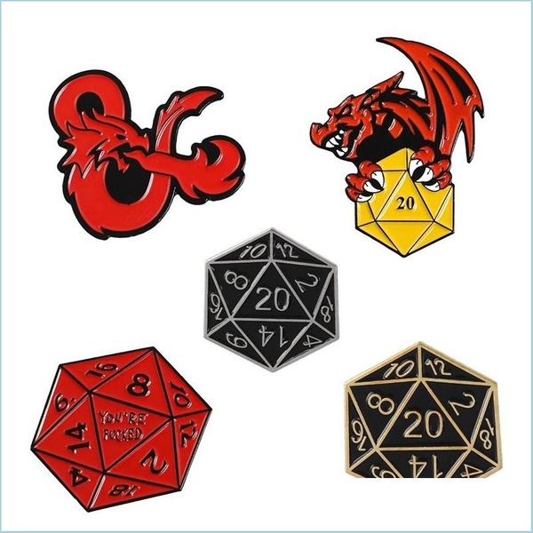Acessórios para desenhos animados D Game Game Pins Monster Dragons Destny Dice Broches Camisa Bag Sagão Animal Jóias Presente Para Amigos FA DHFRY