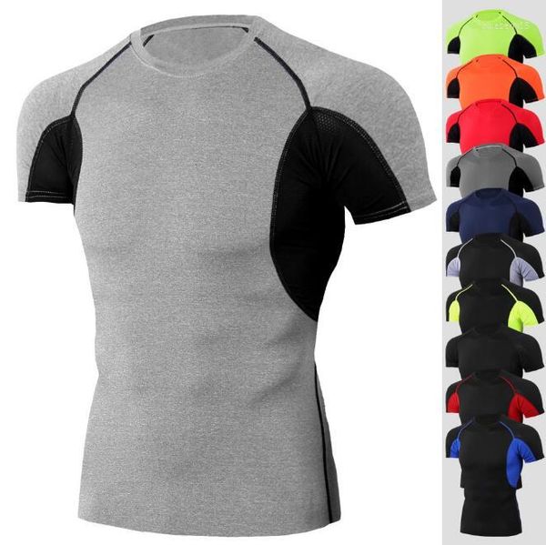 T-shirt da uomo T-shirt attillata da uomo a maniche corte Fitness Sport Corsa Allenamento Stretch Abbigliamento ad asciugatura rapida