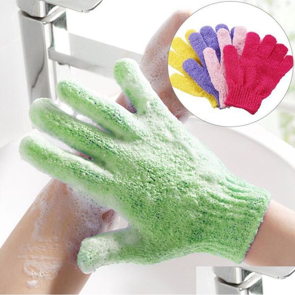 Guanti per la pulizia Bagno pulito Panno per il lavaggio Doccia Scrubber Scrub per la schiena Esfoliante Corpo Mas Spugna Idratante Spa Pelle 7 colori Goccia Del Dhkzf